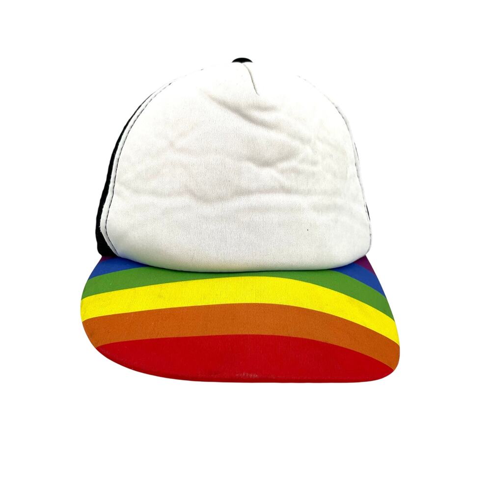 Hitwear Rainbow White Adjustable Mesh‎ Back Baseball Cap